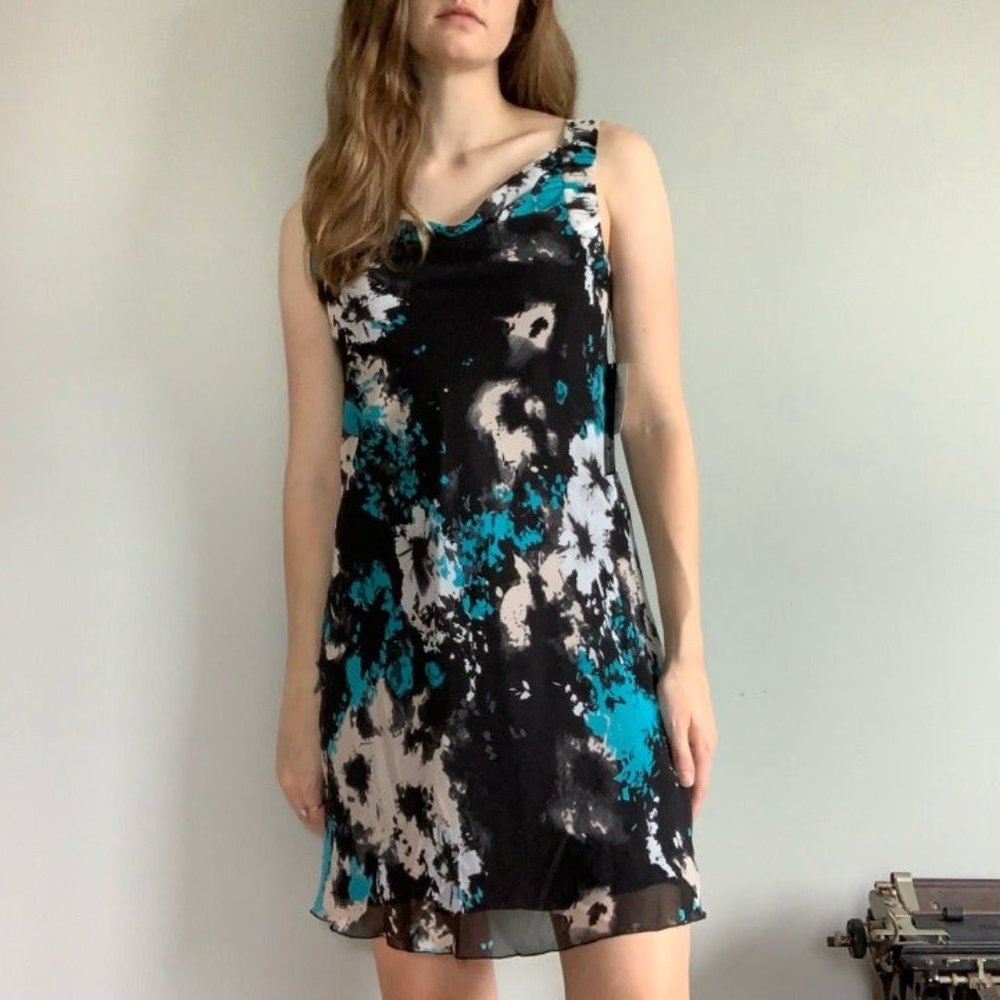 Mac and Jac NWT abstract blue and black dress